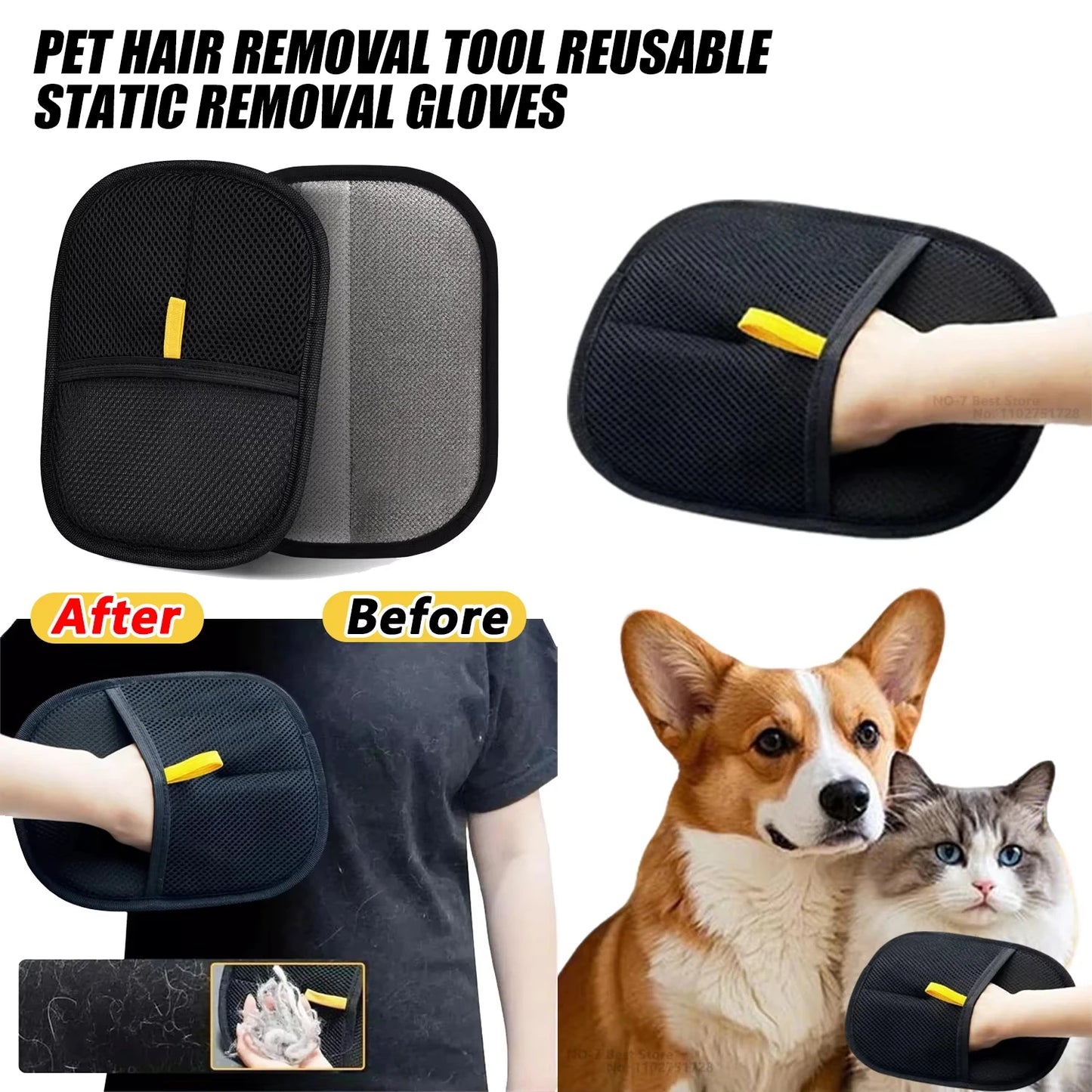 Pet Hair Removal Tool Reusable Static Removal Gloves Pet Hair Cleaning and Collection Gloves Versatile Grooming Gloves for Pet